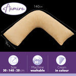 V Shaped Pillow Shredded Orthopaedic Memory Foam, Head, Neck & Back Pregnancy Maternity Support, Washable Cover | V Shape | Cream