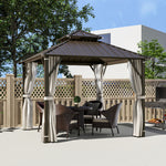 3 X 3(m) Hardtop Gazebo W/ Metal Roof, Netting And Curtains