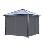 3x3m Hardtop Patio Gazebo With Curtains Metal Frame Outdoor Canopy Shelter 2.6m Height