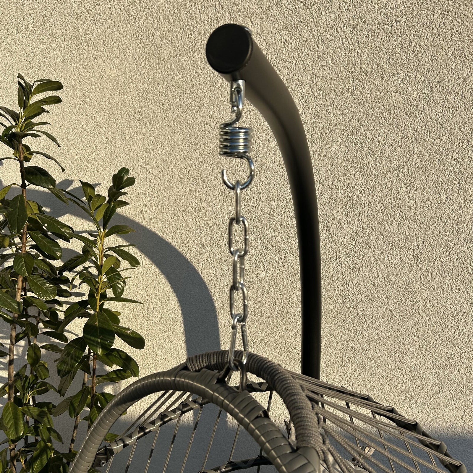 Stylish Azura Hanging Egg Chair With Deep Grey Cushions For Outdoor Relaxation | Gray