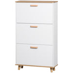 12 Pair Slim Shoe Storage Cabinet W/ 3 Flip Drawers | One Size | White