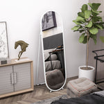Oval Full Length Mirror With Metal Frame Hanging Or Leaning | One Size | White