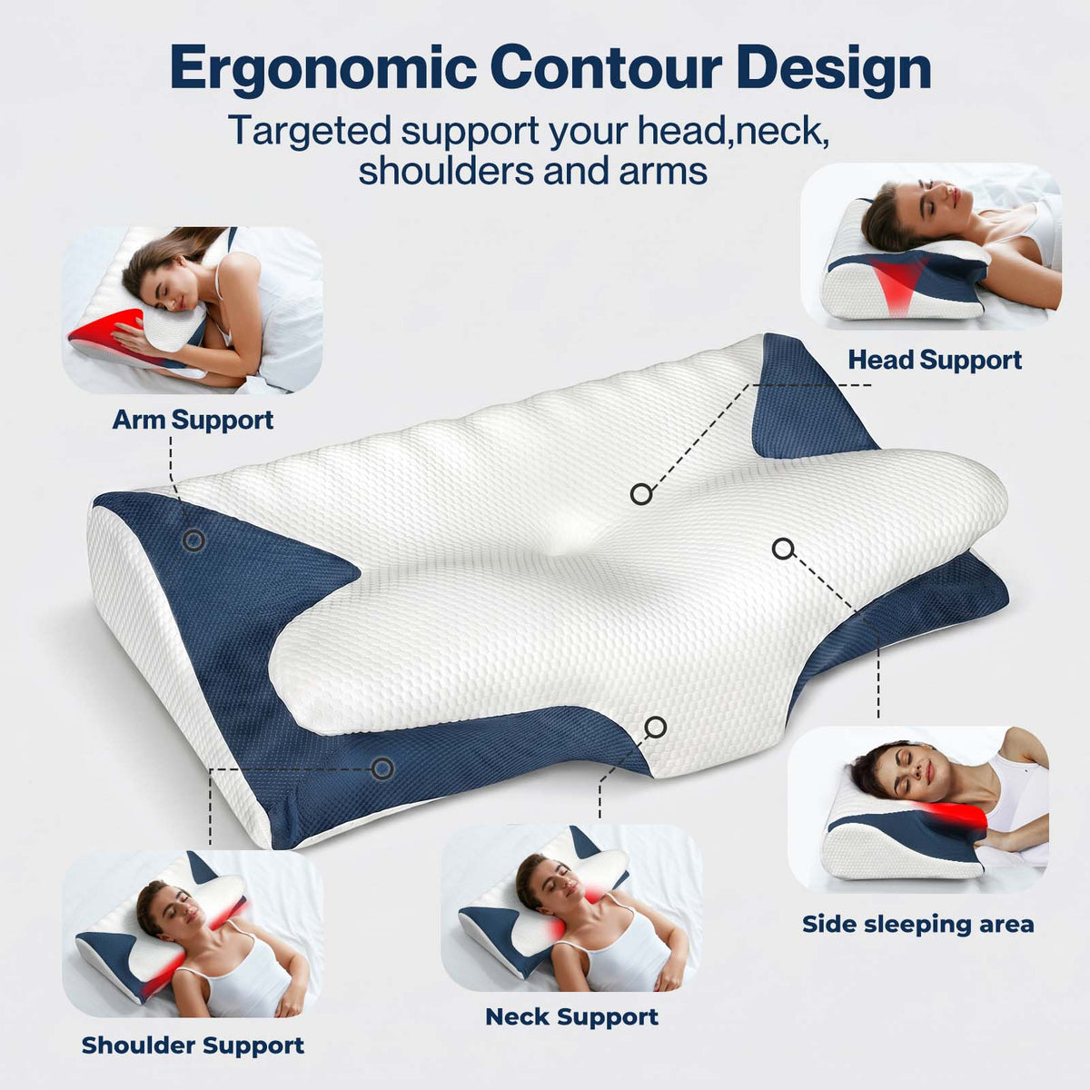 Lavio Cervical Contour Memory Foam Pillow Side Sleeper For Neck Pain Relief