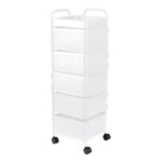 5-tier Rotating Kitchen Storage Cart Square White Organizer Shelf Trolley With Wheels