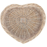 Wicker White Wash Heart Shaped Tray | Small | White