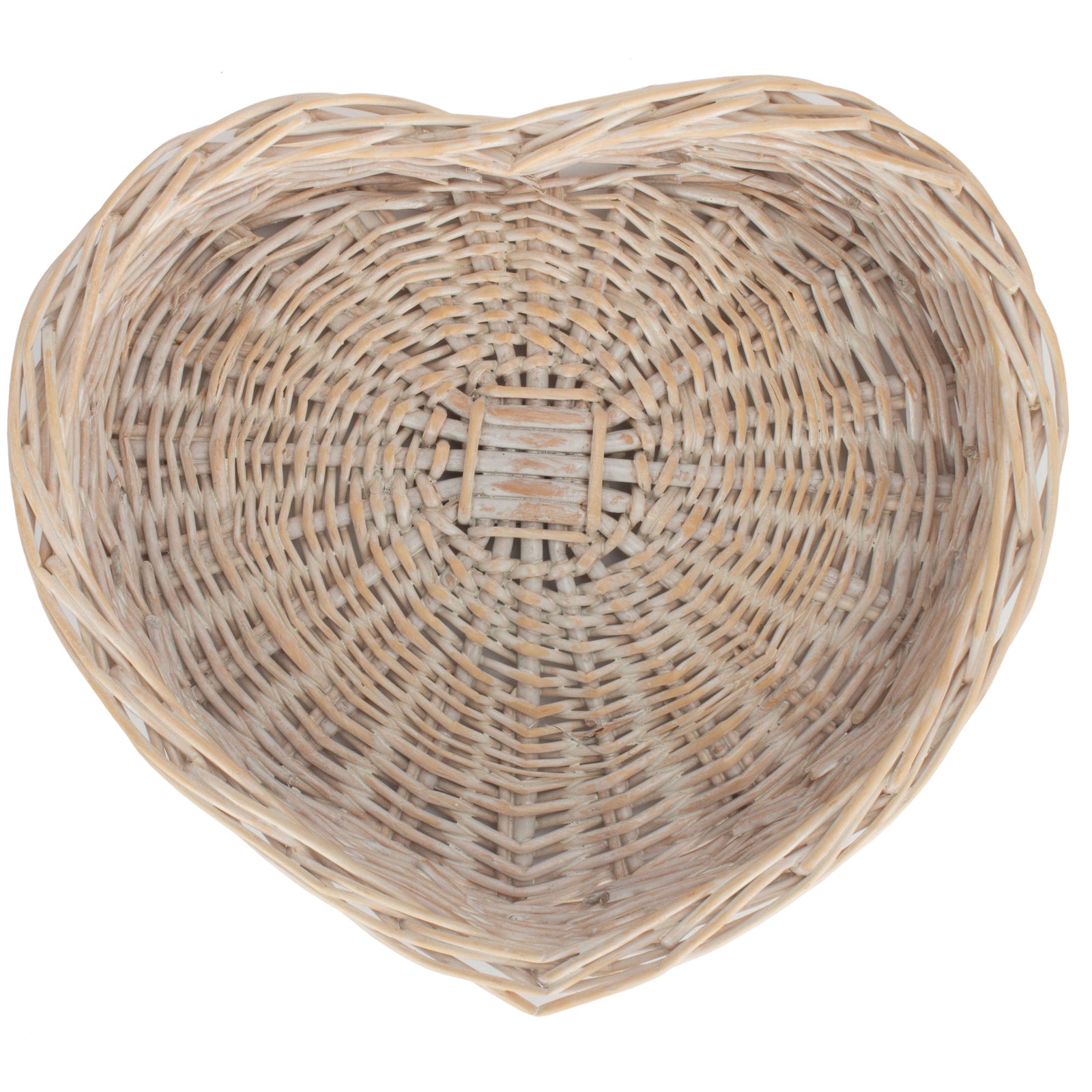 Wicker White Wash Heart Shaped Tray | Small | White