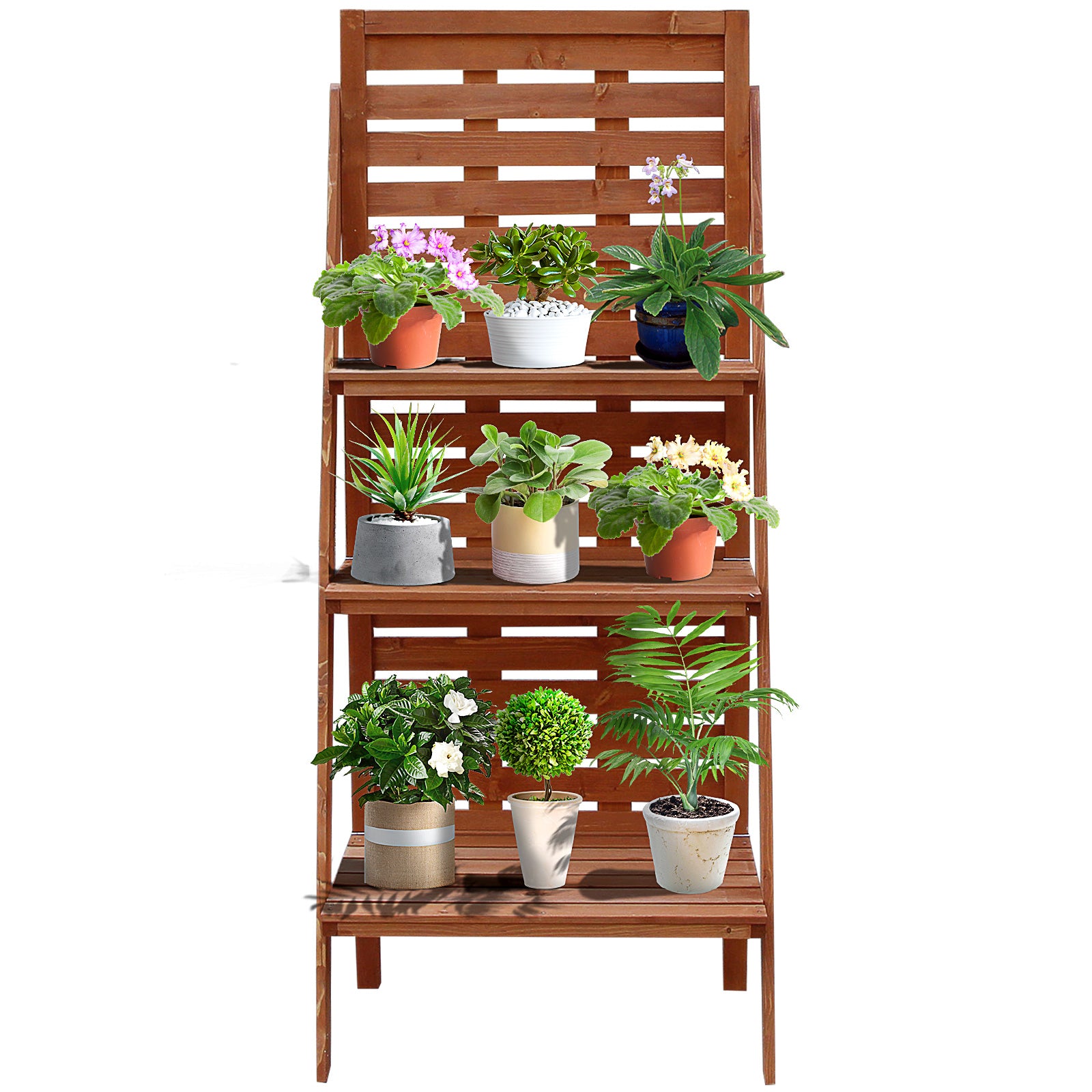Three-tier Plant Rack Outdoor Organiser Unit Ladder Storage