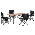 Set Of 5 Portable Folding Camping Table And Chair Set – Lightweight And Compact Outdoor Furniture | Light Brown
