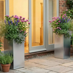 Zinc Galvanised Tall Square Planter | 40cm x 40cm x 100cm | Silver