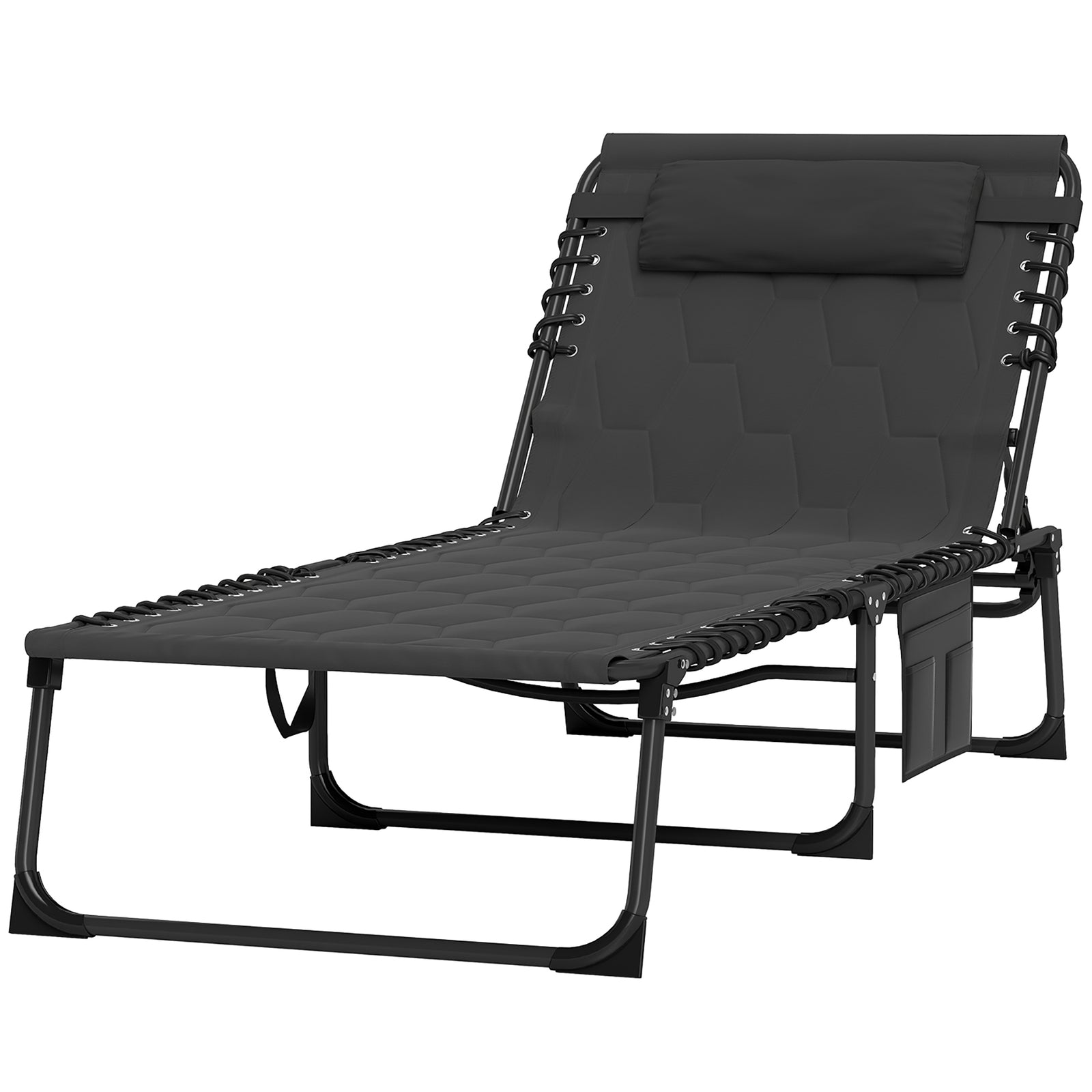 Black 5-level Reclining Sun Lounger