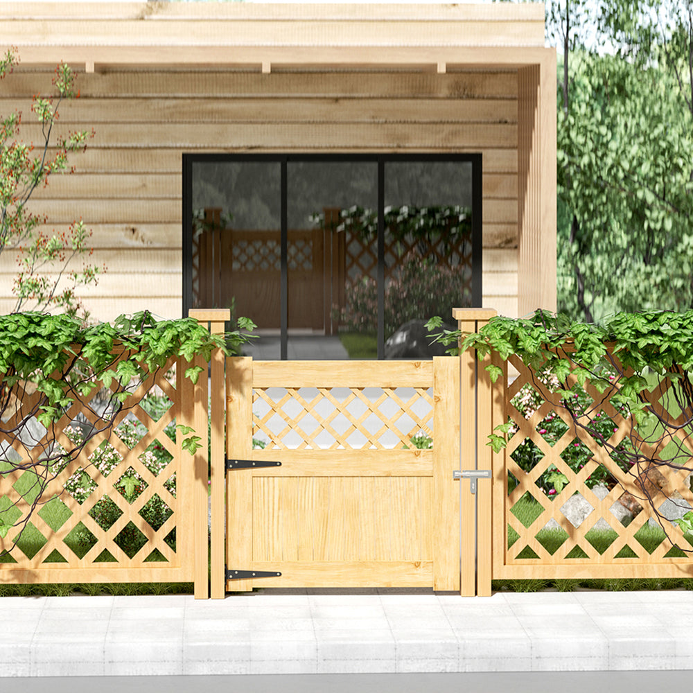 90cm W X 90/120/150/180cm H Diyspace Rhombus Garden Wood Fence Gate | 90cm