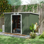 9 X 4ft Outdoor Metal Frame Garden Storage Shed W/ 2 Door | Green