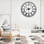 Large Decorative Metal Roman Numeral Skeleton Wall Clock