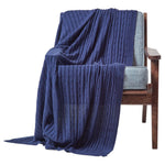 Combed Cotton Cable Knit Throw | 130cm x 170cm | Navy Blue