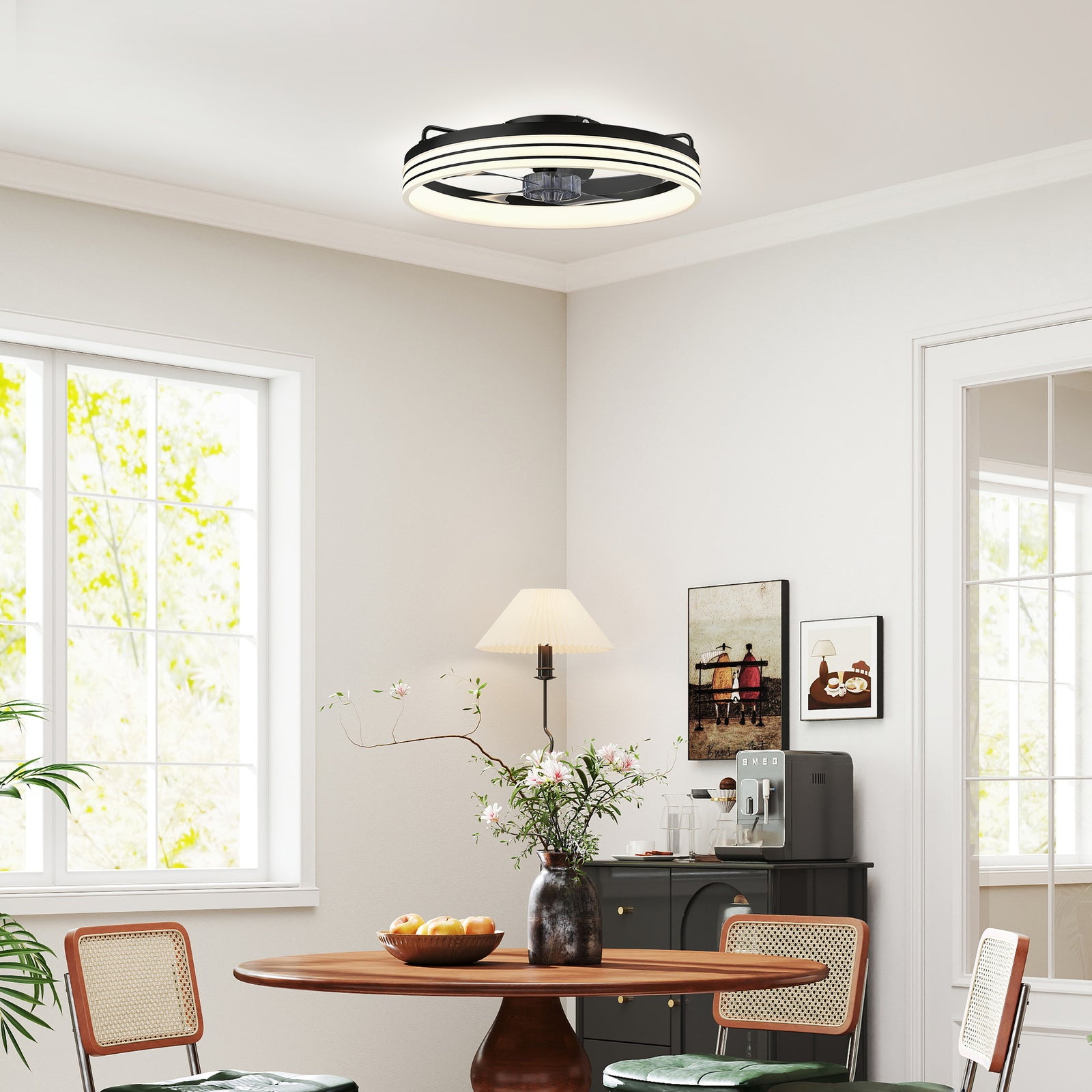 Ceiling Fan With Light And & App Control, 6 Speed, 50 Cm | Black