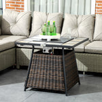Outdoor Pe Rattan Gas Fire Pit Table Fire Control Panel