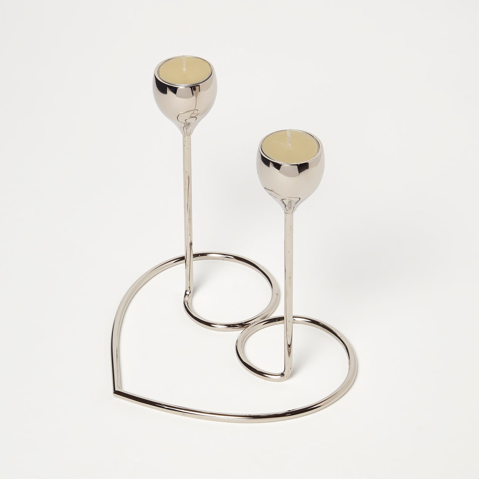 HOMESCAPES Dual Dinner Candle Holder Polished