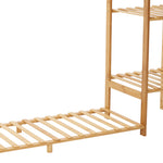Wooden Garment Rack With Side Hooks Multi-functional Freestanding Clothes Organizer | Small | Natural