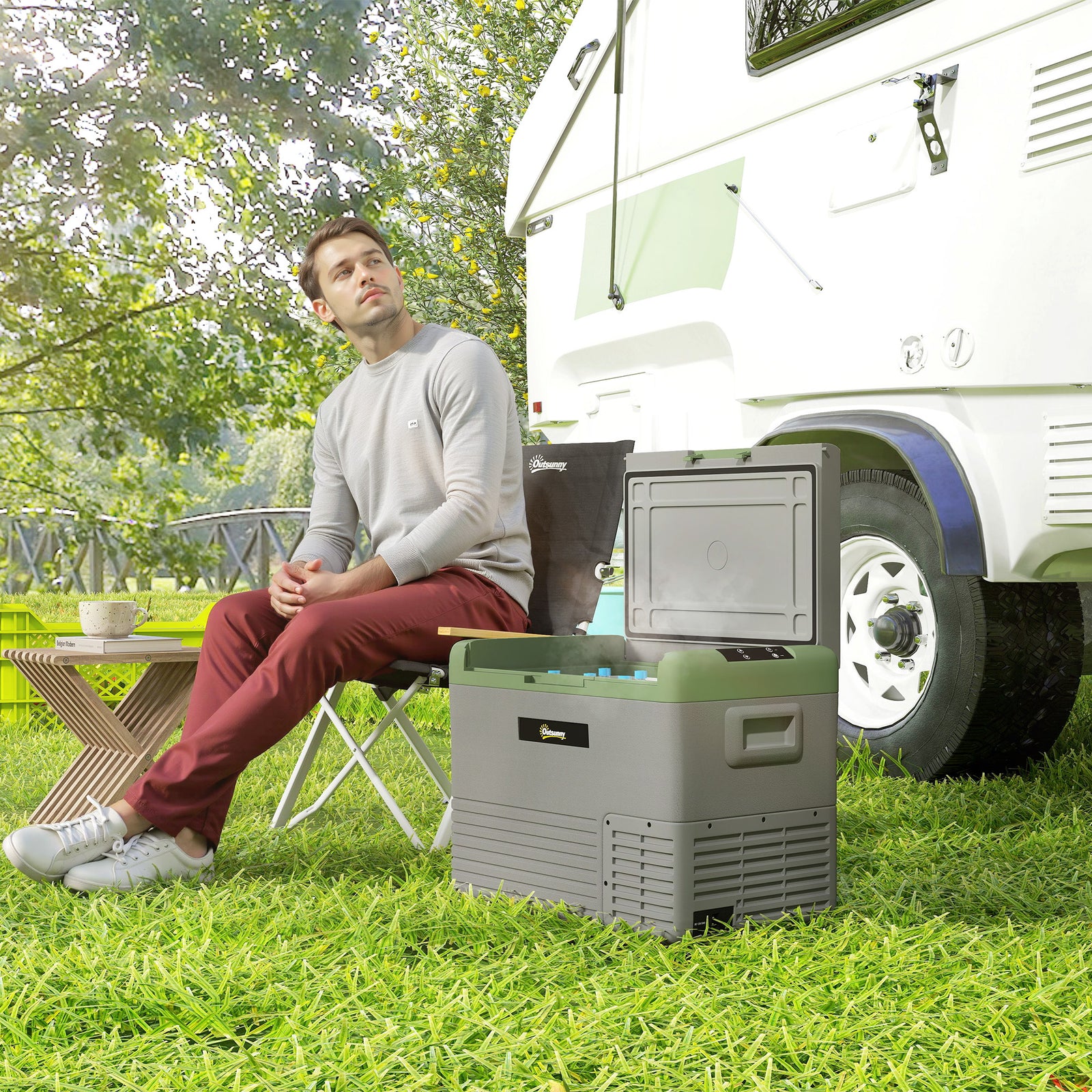 Car Refrigerator, Portable Compressor Car Fridge Freezer | Medium | Light Green