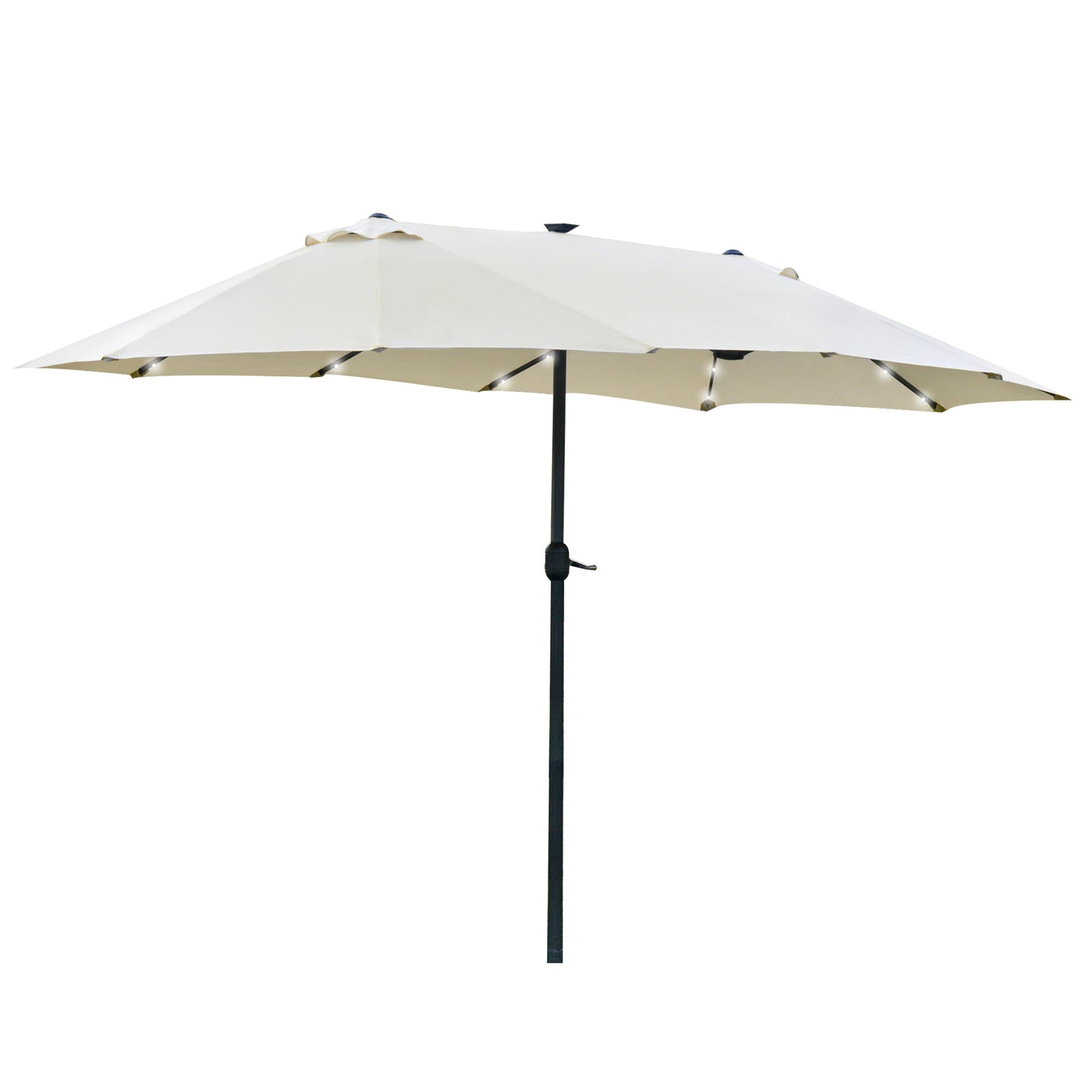 4.4m Double-sided Patio Parasol W/ Led Solar Lights | Cream