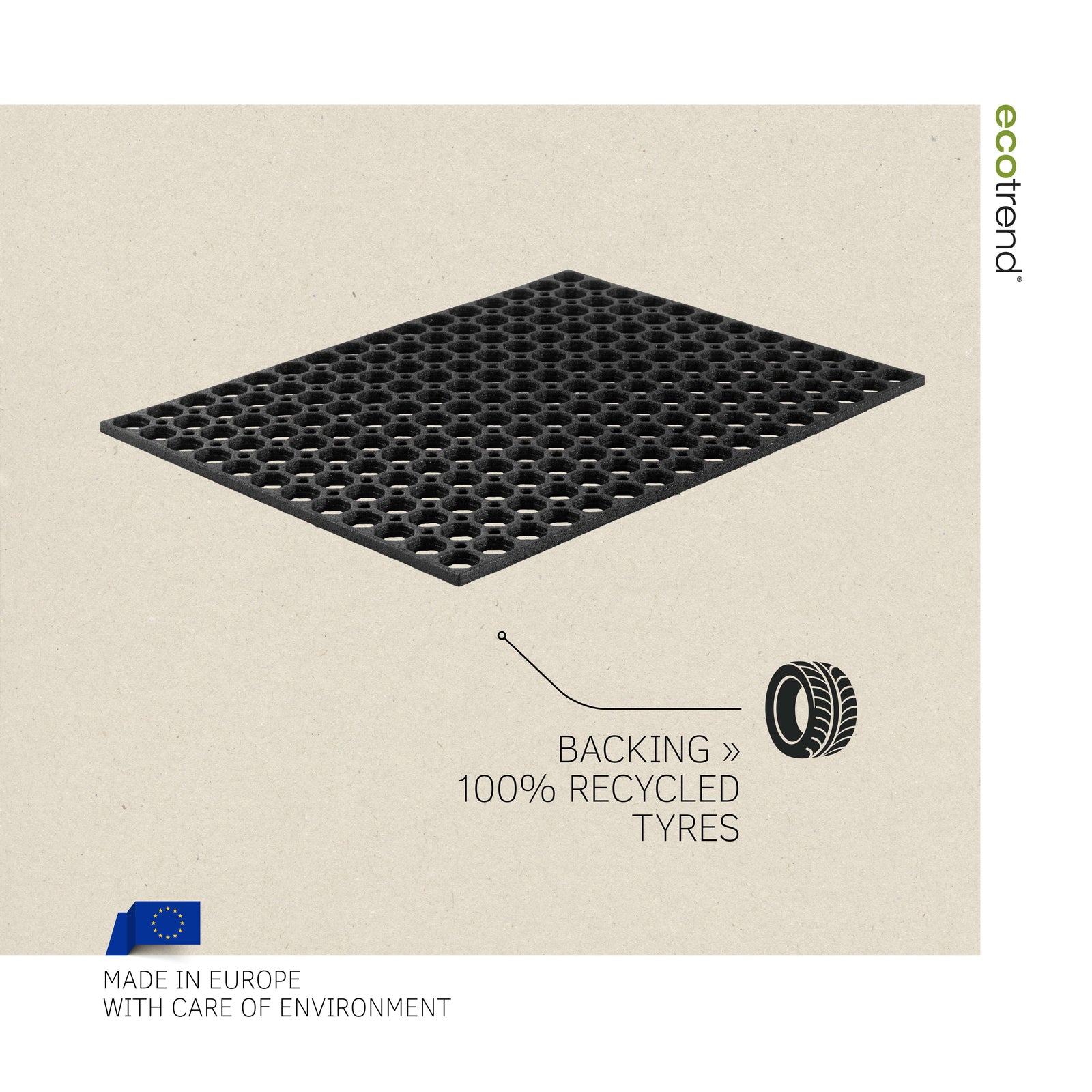 Rubber Ring Entrance Doormat | 60cm x 80cm | Black