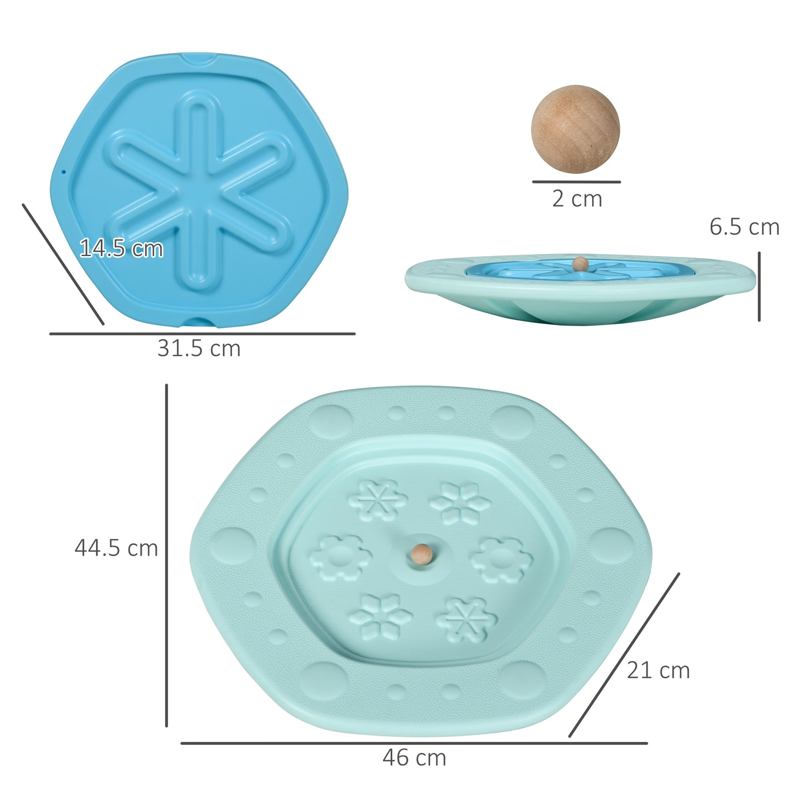 Zonekiz 2 In 1 Balance Board, Kids Wobble Board With Ball - Blue | Blue