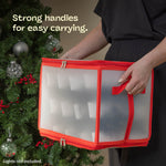 Ornament Storage Bag Box Cube With Lid And Handles | Red