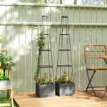 Outsunny 2 Pack Raised Garden Bed With Trellis And Removable Drainage Tray