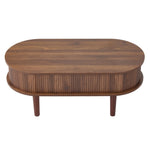 Wooden Oval Lift-top Coffee Table With Hidden Compartment