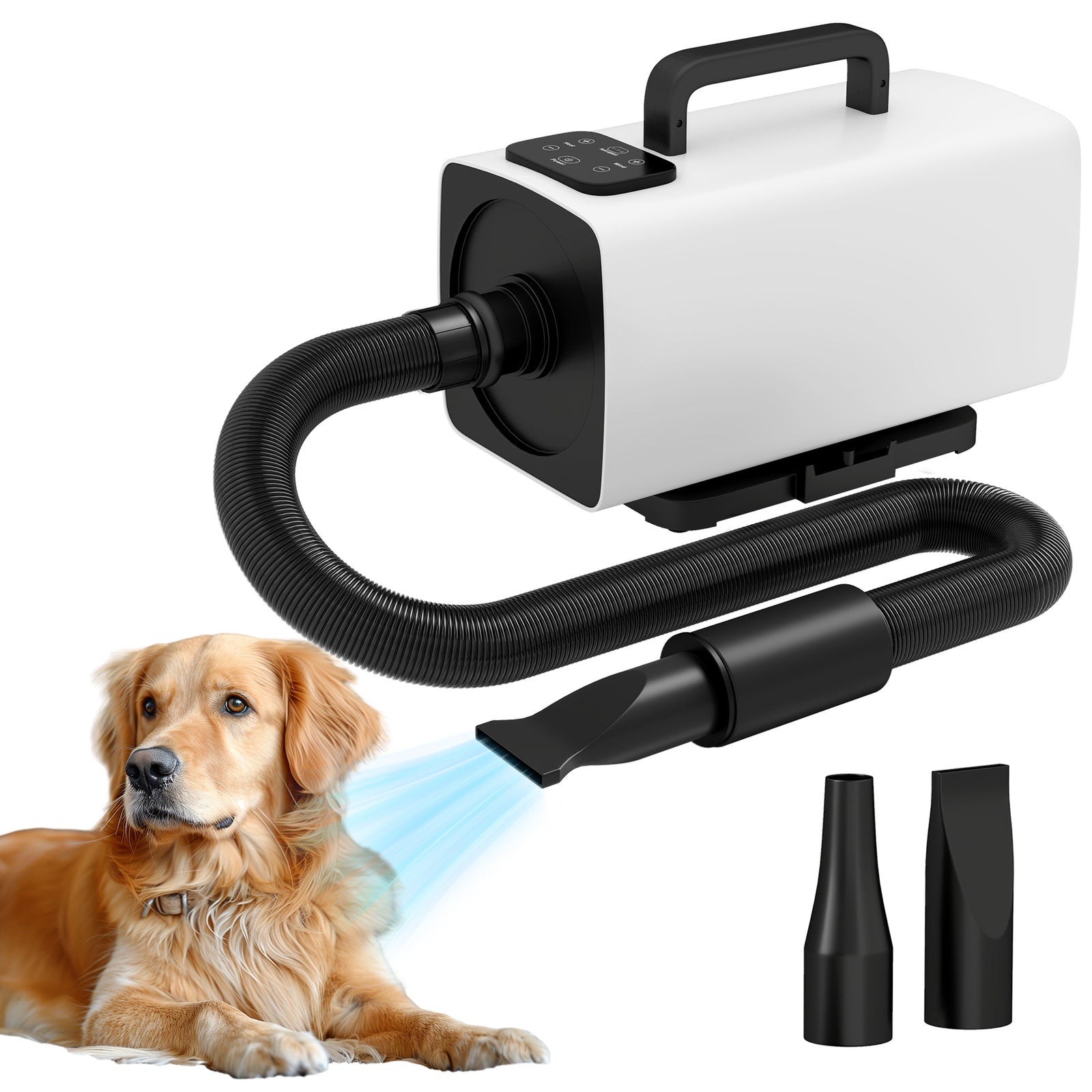 2200w Dog Hair Dryer With One-click Auto Adjustable Airflow & Temperature, White