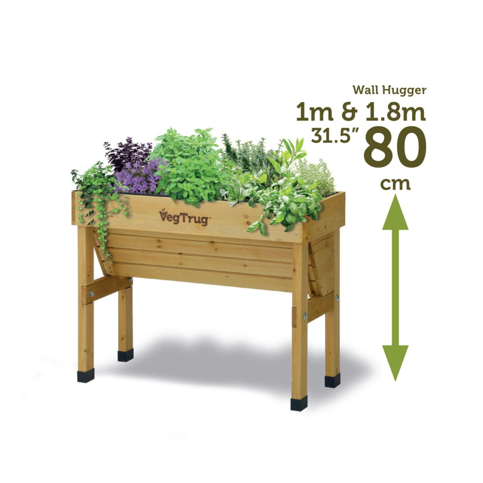 Raised Wooden Planter -Small Wall Hugger | Natural