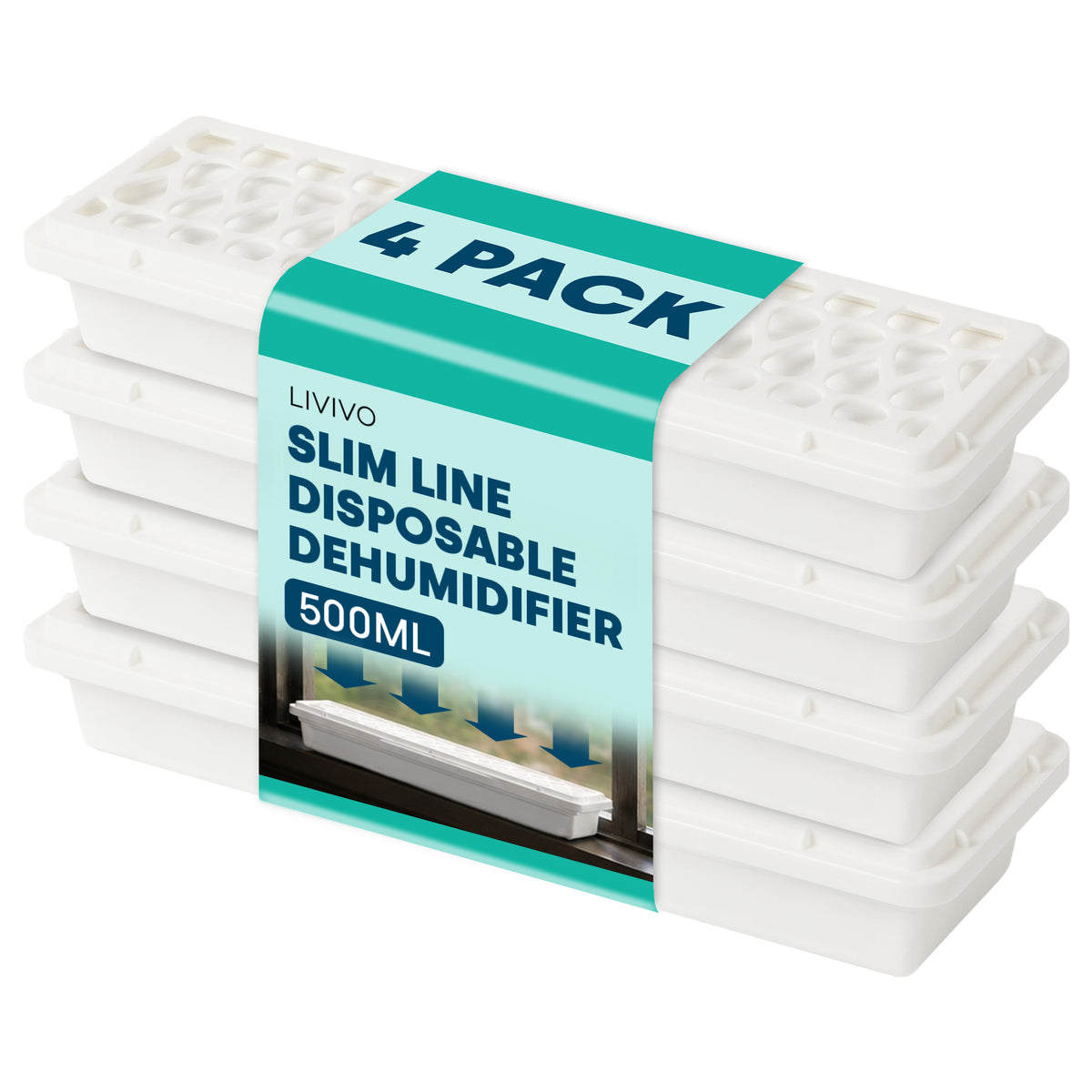 Slim Line Calcium Chloride Moisture Absorber 4 Pack For Home