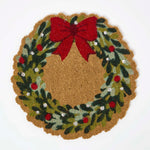 Coir Doormat Christmas Wreath, 50 X 50 Cm
