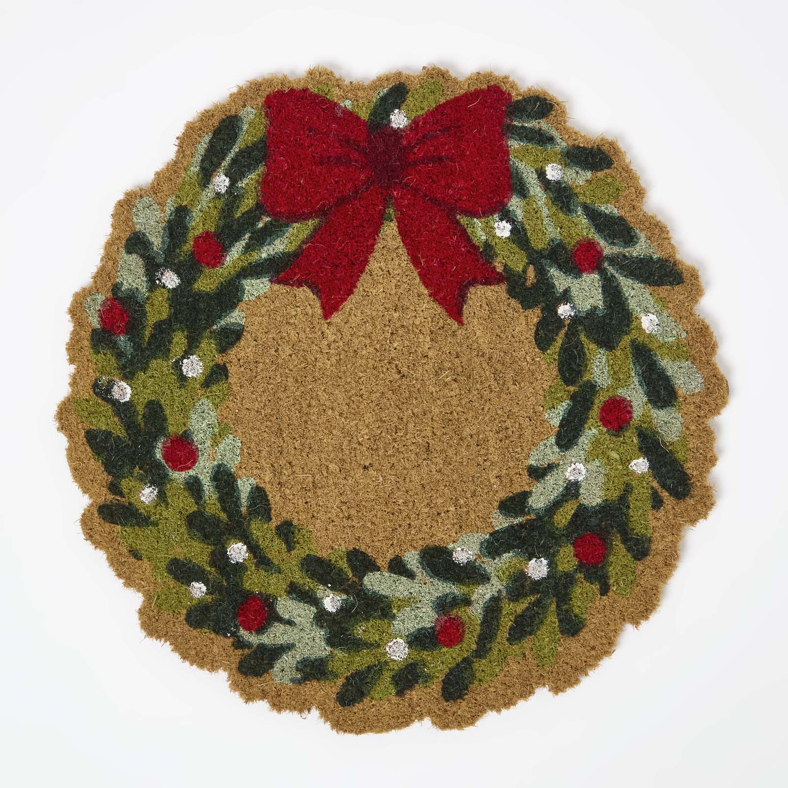 Coir Doormat Christmas Wreath, 50 X 50 Cm