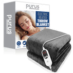 Deluxe Electric Throw Heated Double Over Blanket Soft Fleece 9 Heat & 12 Timer Settings | L | Grey