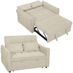 2 Seater Sofa Bed, 3-in-1 Sleeper Sofa With Adjustable Backrest | Tan