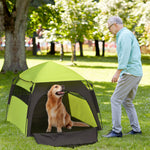 Pawhut Foldable Dog Cat Tent With Waterproof Oxford Cloth, Carry Bag | Green