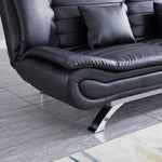 Pu Leather 2-seat Convertible Sofa Bed With Pillows