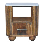Beaumont Marble Bedside, 1 Drawer, 1 Open Shelf, White and Brown | 9 | Brown