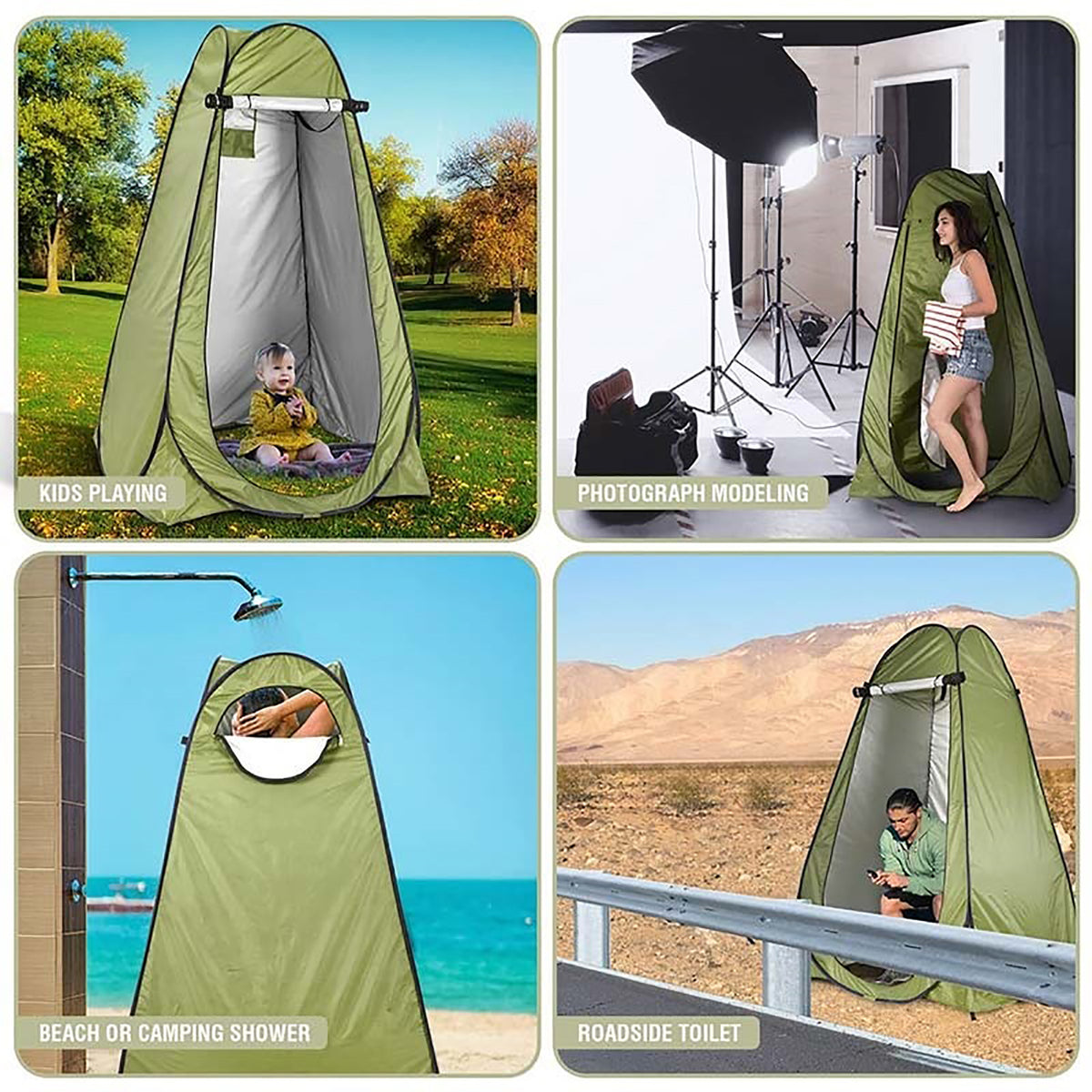 Portable Pop Up Toilet Tent Instant Foldable Camping Privacy Shower Changing Tent | Green