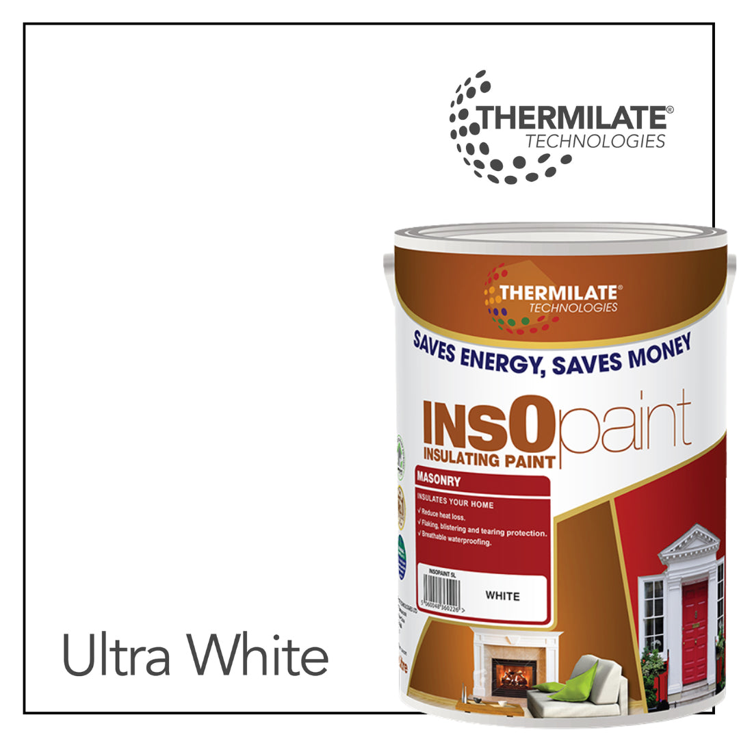 Insopaint Exterior Masonry Paint - Heat Reflecting, Insulating & Weatherproof Exterior Wall Protection | 5l | Ultra White