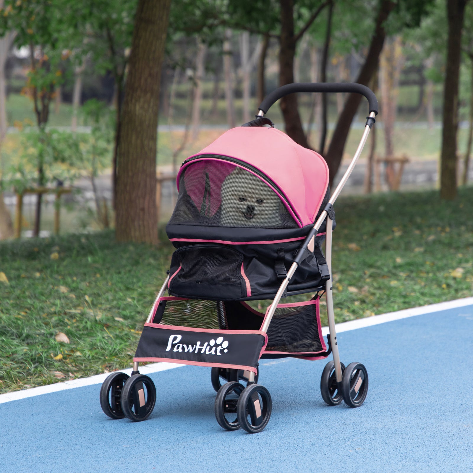 3 In 1 Pet Stroller, Detachable Dog Cat Travel Carriage | Pink
