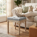 HOMCOM Vintage Foot Stool With Wood Legs, Light Grey
