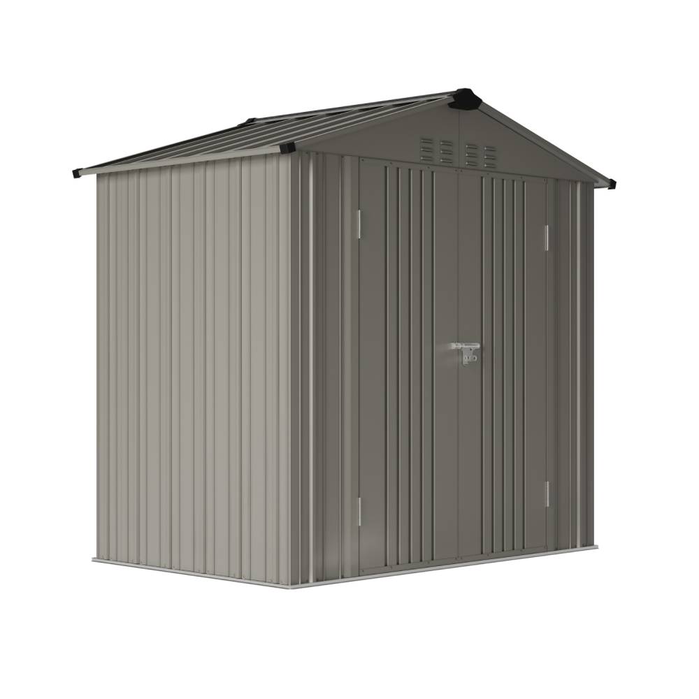 Breeins 4x6.6ft Outdoor Metal Storage Shed With Apex Roof, Lockable Double Doors, Dual Air Vents, Weather-resistant Garden Tool Storage House
