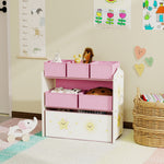 3-tier Kids Storage Shelf With 6 Removable Fabric Boxes | Pink