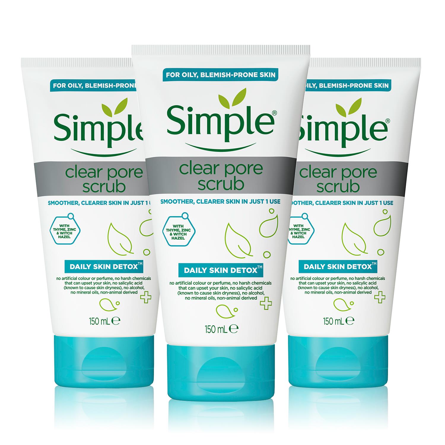 Daily Skin Detox Clear Pore Scrub, 3pk X 150ml | Set-of-3 | White