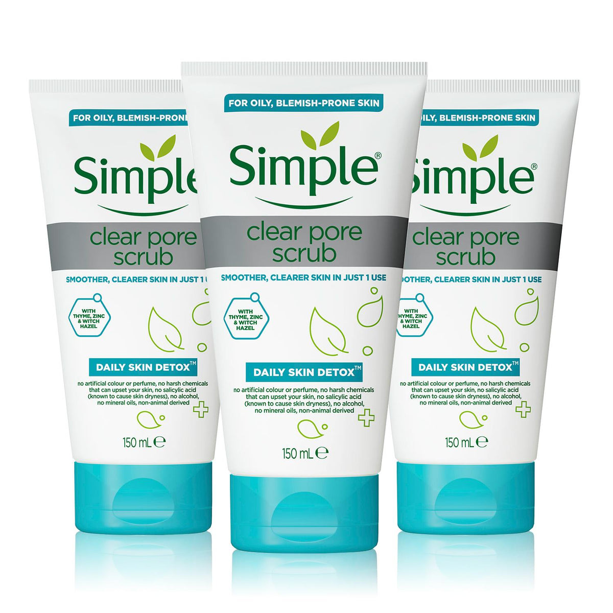 Daily Skin Detox Clear Pore Scrub, 3pk X 150ml | Set of 3 | White