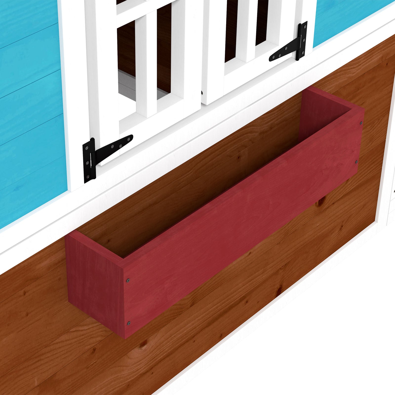Wooden Playhouse With Doors, Windows, Plant Pots For Kids | Brown
