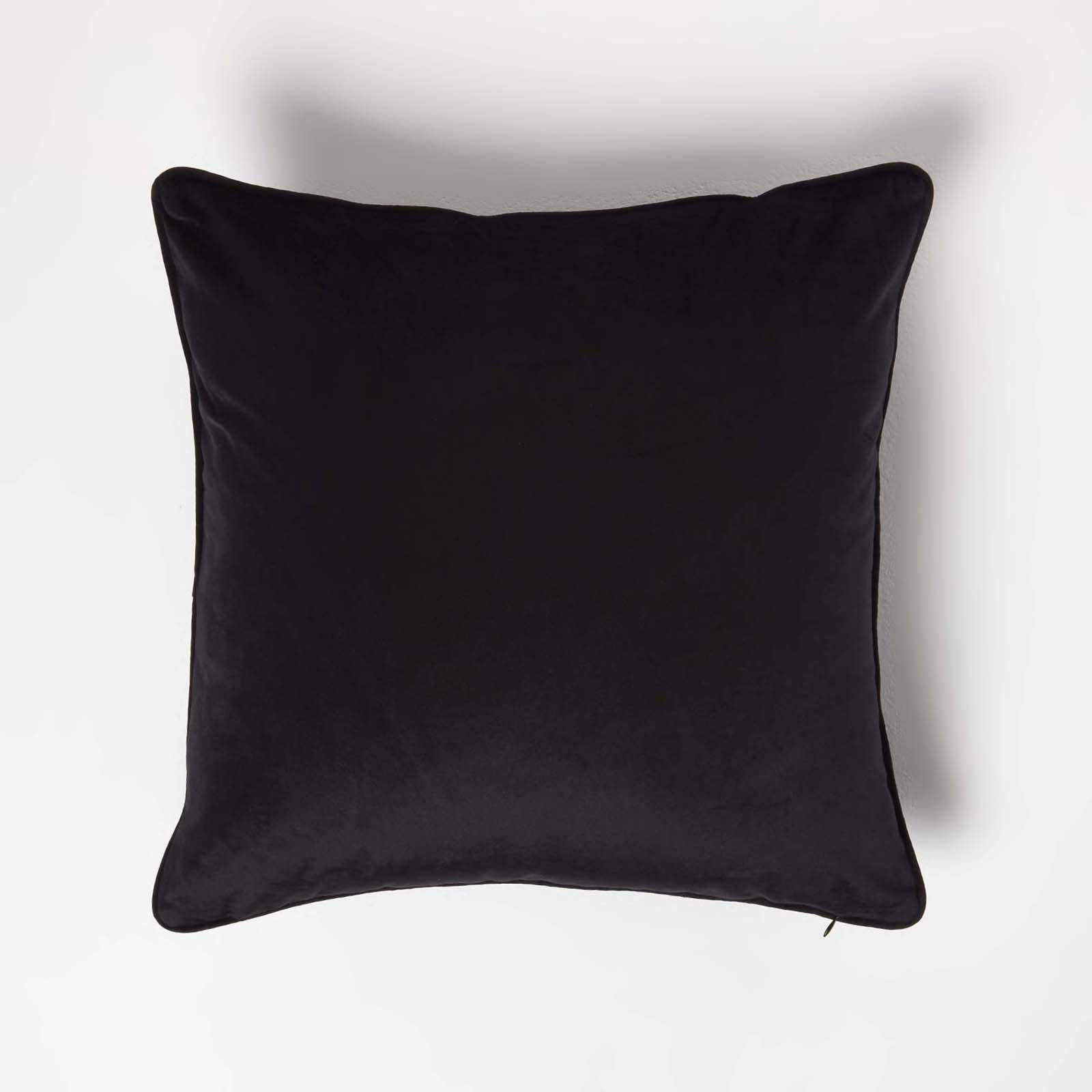 Filled Velvet Cushion With Piped Edge 46 X 46 Cm | 45cm x 45cm | Black