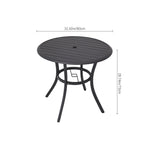 3-pieces Patio Dining Sets Metal Slatted Coffee Table With Foldable Chairs